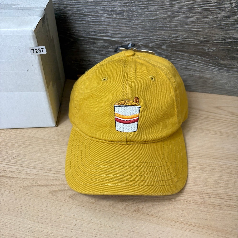 Ramen Hat Cap Strap Back Yellow Top Ramen Cup Noodles Adjustable NWT - Picture 11 of 11